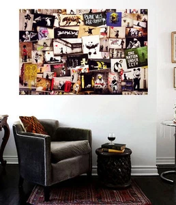 Banksy Grafitti Street Art Collection Huge 30x20 Wall Decal Collage peel n stick - Picture 1 of 2