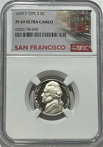 1979 S TYPE 2 GEM PROOF JEFFERSON NICKEL NGC PF69 ULTRA CAMEO 5c TROLLEY LABEL Cover
