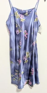 Vintage Y2K Purple Floral Satin Mini Slip Dress SMALL Fairy Boho Whimsy Festival - Picture 1 of 12