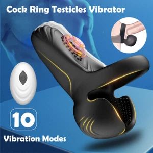Vibrating Cock Ring Vibrator Testicle Massager Stimulation Male Wireless Sex Toy - Picture 1 of 16