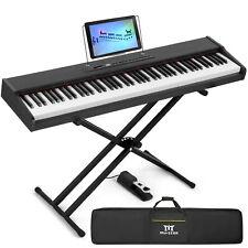 88-Key Black Digital Piano Electronic Keyboard Semi Weighted Stand+Pedal+Bag