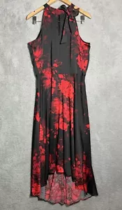 Chetta B Dress Women’s Size Large Black And Red Floral with bow - Picture 1 of 20