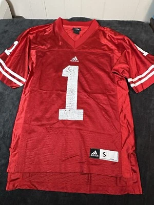 Wisconsin Badgers #1 Adidas Football Jersey Mens Small Red NCAA Used - Image 1 of 4