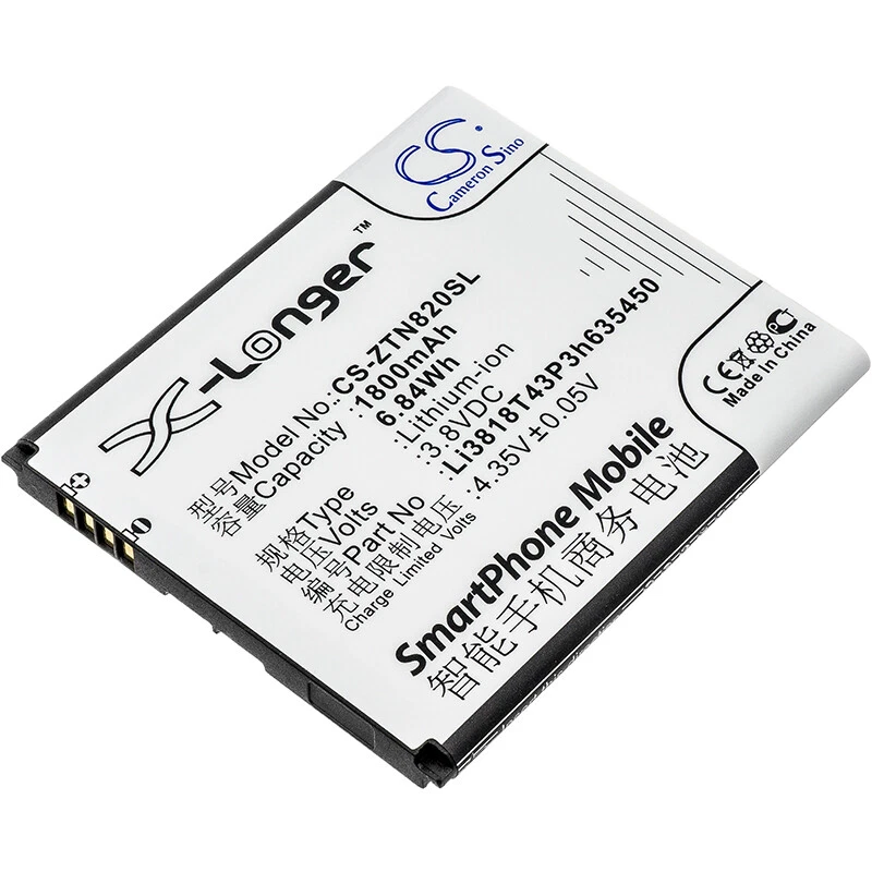Replacement Battery for ZTE 3.8v 1800mAh / 6.84Wh Mobile, SmartPhone Battery Foto 1 de 1