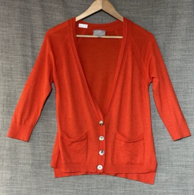 Pure Collection Cardigan 100% Cashmere  Women's UK 10 Orange V Neck * Flaw - Image 1 of 4