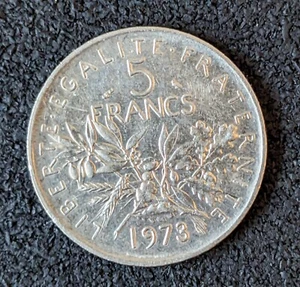 1973 France 5 Francs - Signature "O. Roty"  KM# 926a.1  Excellent Coin Owl	 - Picture 1 of 2