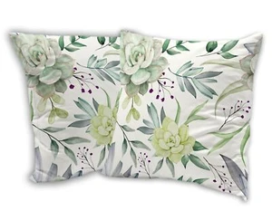 Succulent Flower Throw Pillow Cover 18x18 inWatercolor Decorative Pillow Case... - Picture 1 of 7