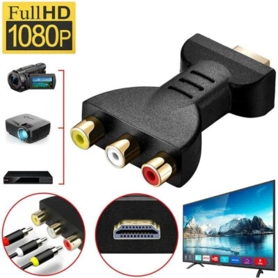 HDMI Male to 3 RCA Female Composite AV Audio Video Adapter Converter for PC TV . - Image 1 of 4