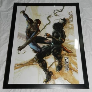 Double Sided Spider-Man with Black Panther Framed Art Print - 14 7/8" X 11 7/8" - Picture 1 of 4