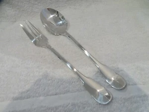 Vintage 2000 silver-plated serving fork & spoon Christofle Cluny 20,6cm few used - Picture 1 of 10