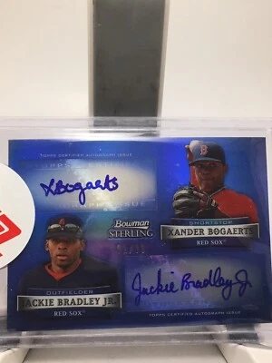 2012 XANDER BOGAERTS/JACKIE BRADLEY JR. #91/99 BOWMAN STERLING DUAL AUTO SEALED - Image 1 of 2