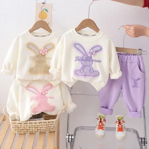 New Baby Girl Clothes Suit Children T-Shirt Pants Set Kid Toddler Casual Outfits - Picture 1 of 23