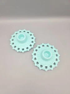 Vintage Westmoreland Kerzenständer Doric Spitze hellblau 2er Set - Bild 1 von 7