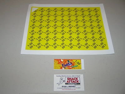 SNACK ATTACK (140) SODA VENDING MACHINE $1.50 VEND LABEL PRICE STICKERS / Free Ship!