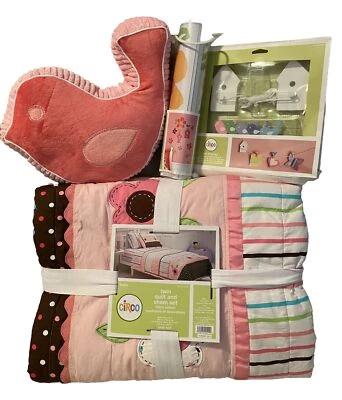 NUEVO 5 PIEZAS Juego de calcomanías de almohada falsa edredón doble colección Birdhouse Blossom Foto 1 de 4
