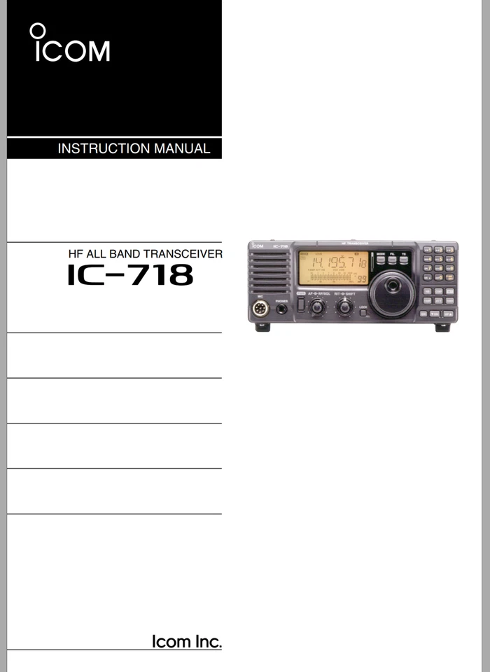 ICOM IC-718 Instruction Manual - Image 1 of 1