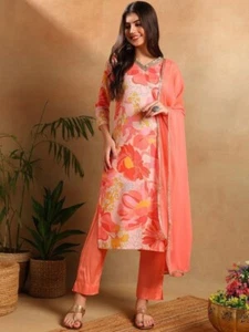 ✨ Floral Indian Bollywood Ethnic Kurta Set with Dupatta –Traditional Women Wear - Picture 1 of 7