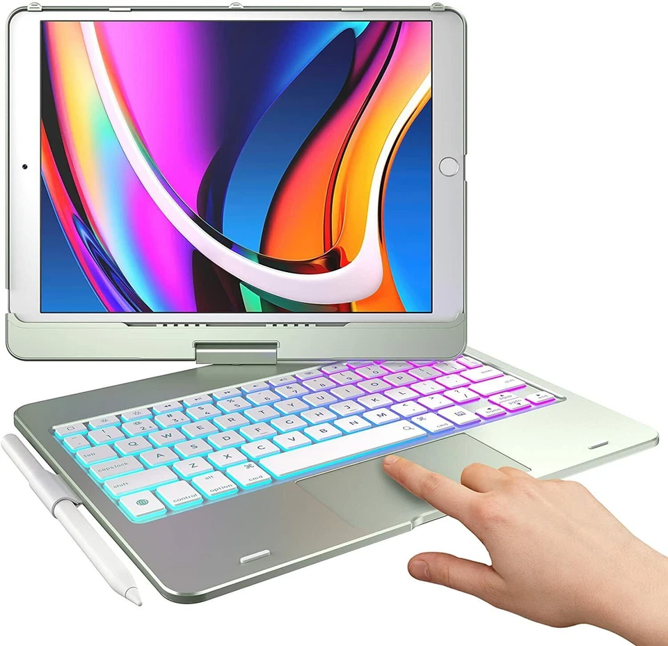 For 10.2" iPad 9th/8th/7th Gen 2021 Smart Touchpad  Keyboard Case with Rotate US - Image 1 of 4