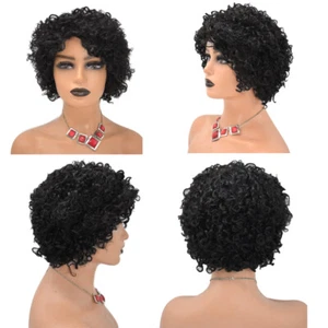 Short Kinky Curly Afro Wigs for Black Women 100% Brazilian Human Hair Natural US - Picture 1 of 13
