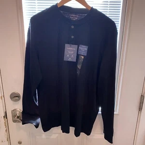 Croft & Barrow Henley Shirt Mens L Black Stretch Soft Touch Easy Care New - Picture 1 of 6