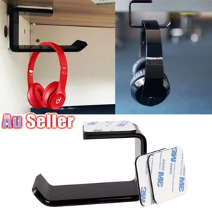 Headphone Stand Hanger Under Desk New Hook Tape Holder Dual Headset Clever Mount - Picture 1 of 11