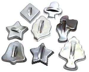Vintage Cookie Cutters Alumunum Metal Strap Handles Set 8 - Picture 1 of 5