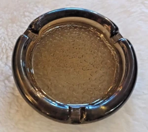 VINTAGE MCM BROWN AMBER TEXTURED GLASS SMALL 4" ASHTRAY RETRO BOHO TIKI - Picture 1 of 8