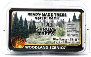 Woodland Scenics TR1587 Ready Made Blue Spruce Trees 2"- 4" Value Pack (18) pcs - Picture 1 of 4