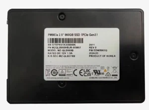 New Samsung PM983a 960GB 2.5" U.2 SSD PCIe NVMe MZQLB960HBJR Solid State Drive - Picture 1 of 1