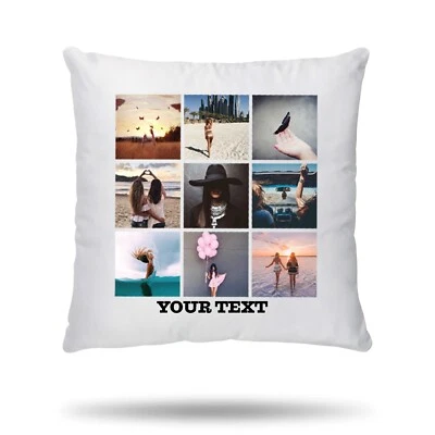PERSONALISED 9 PHOTO Cushion Cover Pillowcase Custom Print Image Gift - Image 1 of 3
