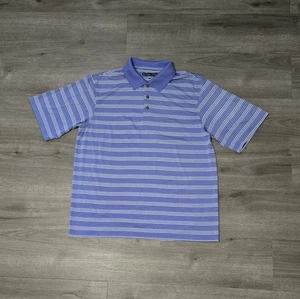 Pebble Beach Men's Golf Polo Shirt Large Blue Striped Performance - Picture 1 of 8