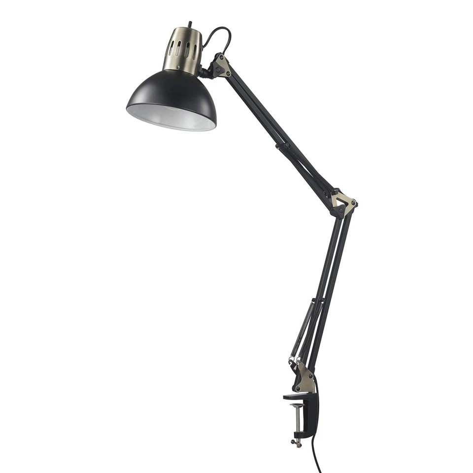 Electric 62000009 32" Multi-Joint Desk Lamp with Metal Clamp Matte Black An...