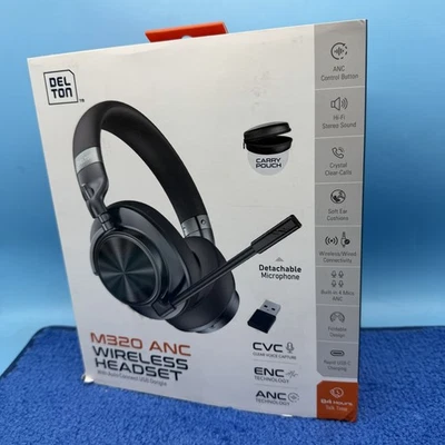 Auriculares estéreo Bluetooth inalámbricos con cancelación activa de ruido Delton M320, negros Foto 1 de 2