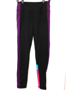 VSX Sport Victorias Secret Knockout Leggings M Long Black Colorblock Tiny FLAW - Picture 1 of 7