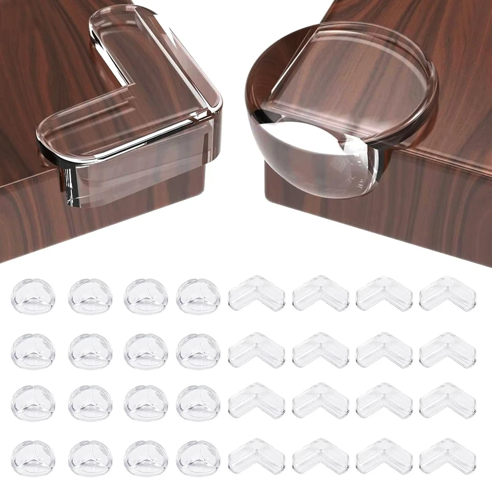 Paraspigoli per Bambini, 32 Pezzi, Autoadesivi in Silicone Trasparente, 2 Forme, - Immagine 1 di 4