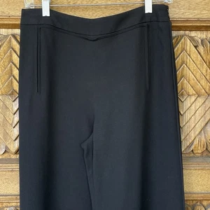 Giorgio Armani Black Viscose Crepe Trousers Size 38 Unhemmed Sailor Front Pants - Picture 1 of 5