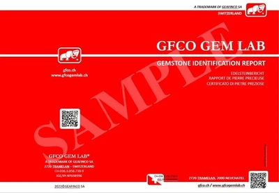 GFCO GEM LAB® Swiss Gem Certificate – Professional Gemological Full Certificate - Image 1 of 4