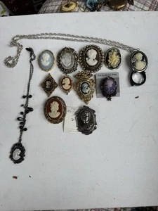 Vintage Kamee Konvolut 12 Artikel Pins/Halsketten - Bild 1 von 15