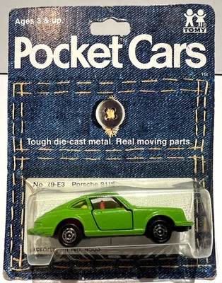 Vintage TOMY Pocket Cars No. 79-F3 Green Porsche 911S New Sealed - Image 1 of 4