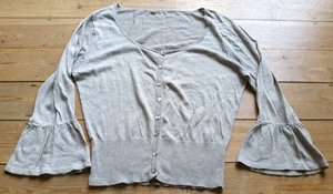 'GAP' Beige Marl Lightweight Cotton Jersey Knit Cardigan Top, L Fluted Cuffs VGC - Picture 1 of 4