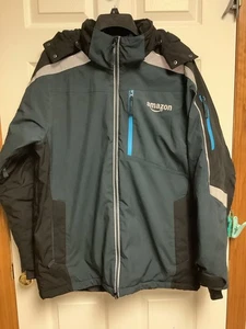 Amazon Mitarbeiter Fahrer schwerer Parka Mantel M Kapuze Winter Luly Yang reflektierend - Bild 1 von 21