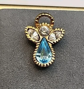 Cimco Aquamarine Gold Toned March Birth Stone Angel Lapel Pin - Picture 1 of 9