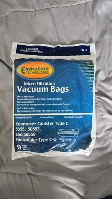 Sears Kenmore Type C Canister Vacuum Bags 5055, 50557 & 50558 By EnviroCare 9 PK - Image 1 of 4