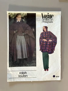 80er Jahre VOGUE Misses Cape Ralph Lauren Muster 2616 One Size - Bild 1 von 2