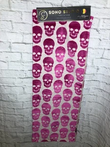 Soho Studio Halloween Style Table Runner Textured Made in Belgium Skull Bone NWT - Picture 1 of 3