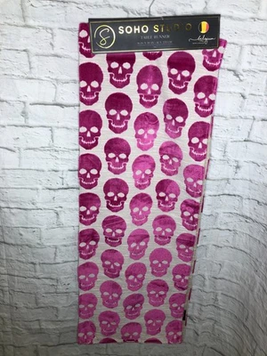 Soho Studio Halloween Style Table Runner Textured Made in Belgium Skull Bone NWT - Image 1 of 3