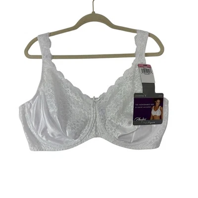 Sutiã Playtex 48D Vintage Figura Completa Branco Floral Renda Sem Forro Underwire 4309 Novo - Imagem 1 de 4