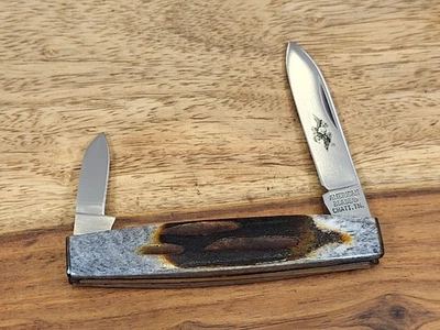 VINTAGE AMERICAN BLADE (#AB-12) 2 BLD/STAG "MINK" POCKET KNIFE- MINTY/L@@K - Image 1 of 4