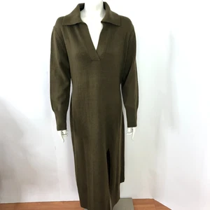 Banana Republic NEW PM Petite Acrylic Maxi V-Neck Pullover Sweater Brown Green - Picture 1 of 16