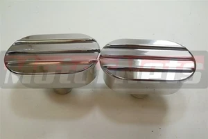 2x Polish FIN Oval Aluminum Valve Cover Breathers Chevy Ford Mopar HotRatRod SBC - Picture 1 of 4